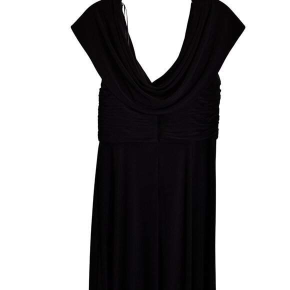 Alex Evenings SZ 8 Sleeveless Maxi Dress With Embellished Waist Draped Neck Navy - Picture 9 of 14